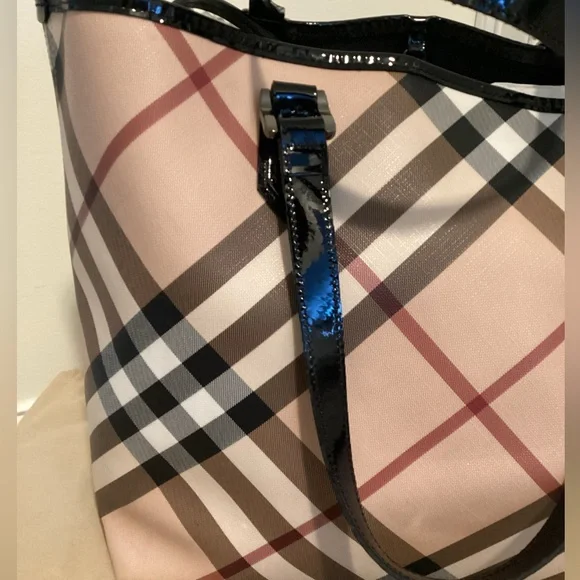 💯 Authentic Burberry LARGE Nova Check Tote Handbag Shoulder Bag - Picture 6 of 16